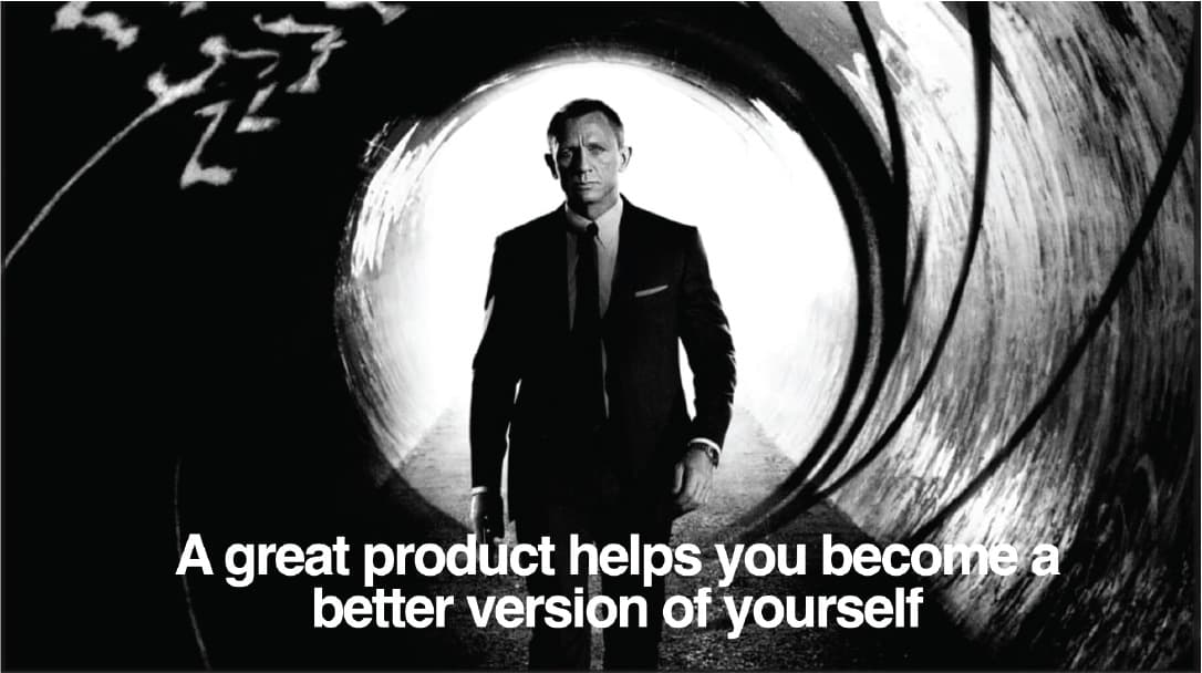 A picture of James Bond walking down a tunnel towards the camera