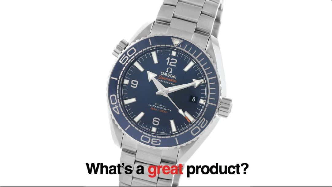 A close-up shot of a watch, the Omega Seamaster